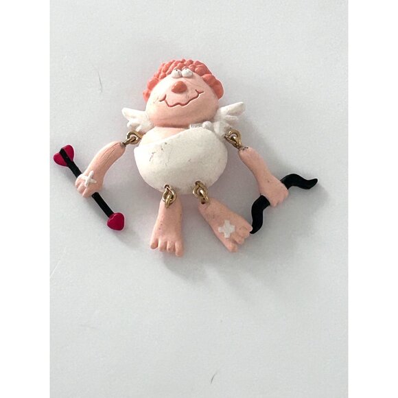 Vintage Hallmark Valentines Cupid Pin Brooch Dangle Moveable Arms Legs - Picture 1 of 6